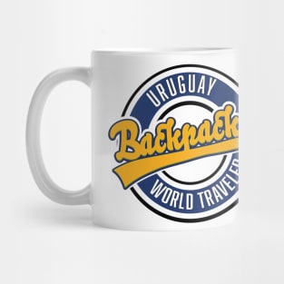 Uruguay backpacker world traveler logo. Mug